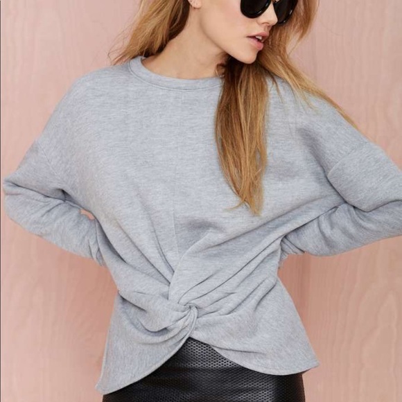 Drew Twist Top Sweatshirt Sweater Grey Super Soft - Picture 7 of 7